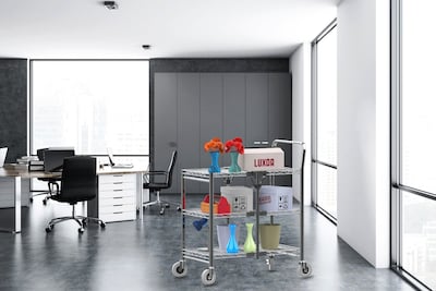 Luxor 3-Shelf Collapsible Wire Multi-Purpose Utility Cart, Chrome (WSCC-3)
