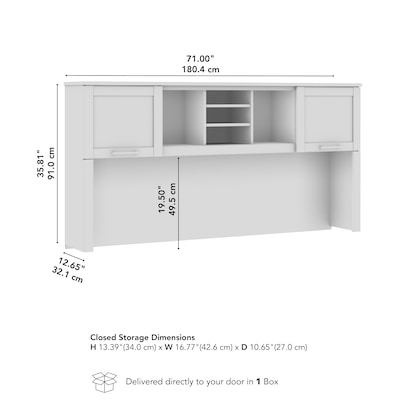 Bush Home Somerset 72" W Desk Hutch, Storage Shelves for Office Desk, Hansen Cherry (WC81711)