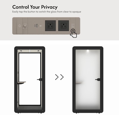 FlexiSpot NeoPod Modular Series 1-Person Privacy Booth with Switchable Privacy Glass, Black (P1F3B-Pro)