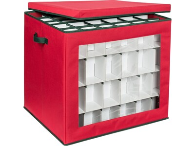 Honey-Can-Do 120-Cube Ornament Storage Box, Red/Green (SFT-08362)