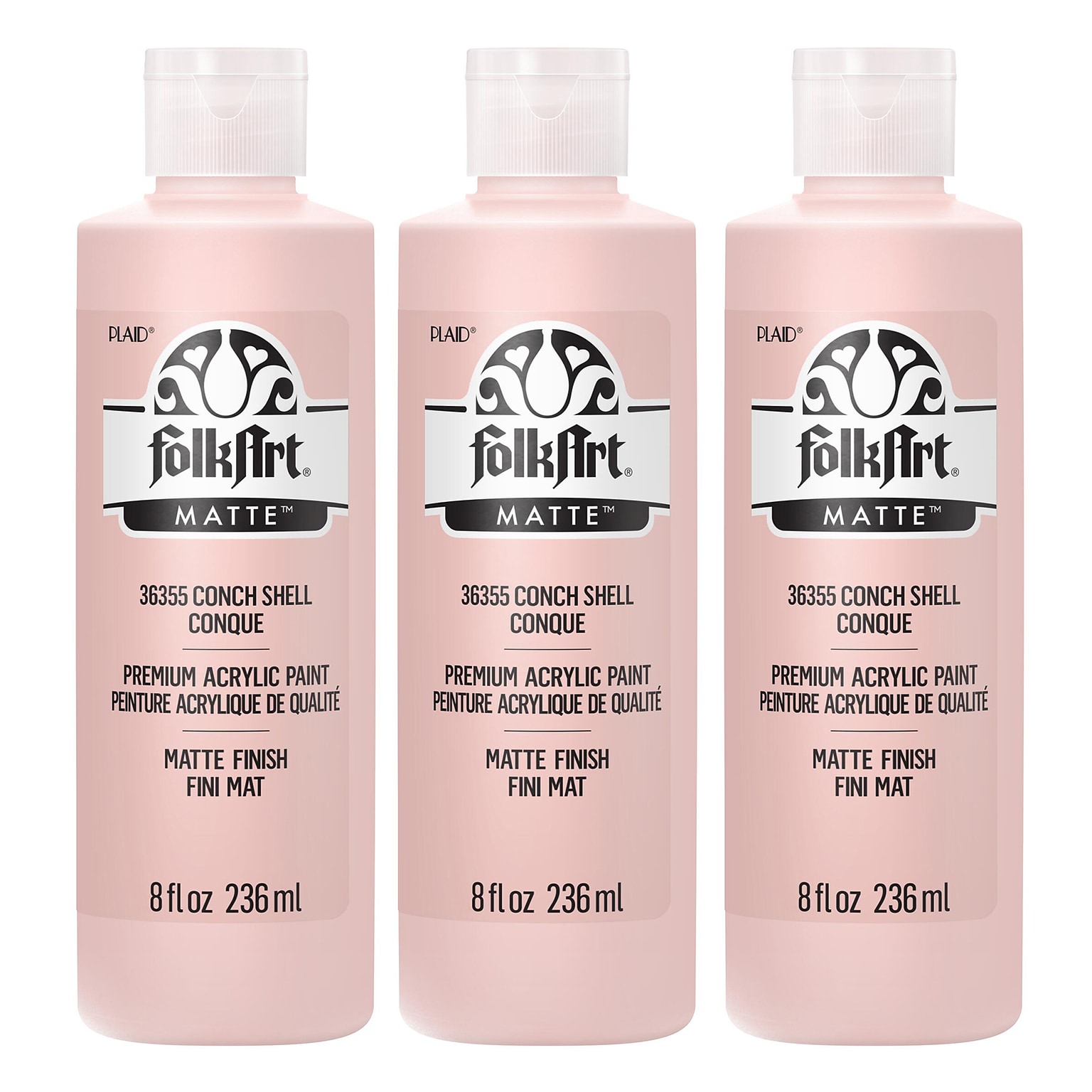 FolkArt Acrylic Paint Matte, 8oz., Conch Shell, 3/Pack (FLK36355-3)