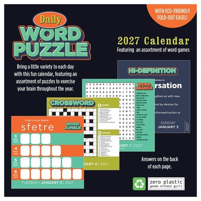 2027 TF Publishing Daily Word Puzzle 4.25" x 5.25" Daily Day-to-Day Calendar, Multicolored (27-3018)