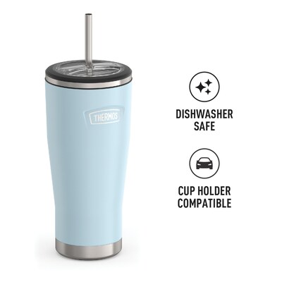 Thermos Icon Stainless Steel Vacuum Insulated Tumbler with Straw, 24 oz., Glacier (IS1112GC4)