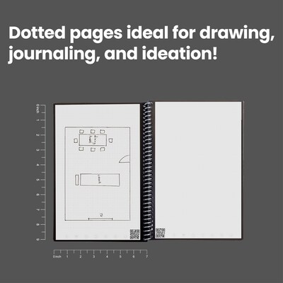 Rocketbook Core Reusable Smart Notebook, 6" x 8.8", Dot-Grid Ruled, 36 Sheets, Black (EVR-E-RC-A-FR)