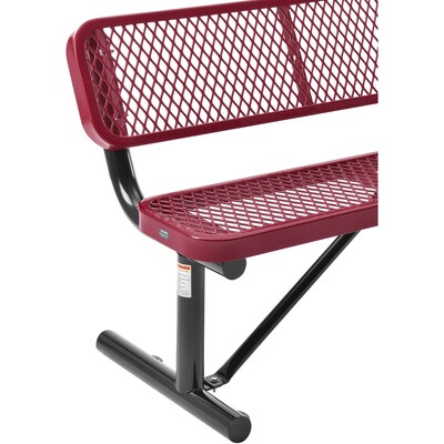 Global Industrial 4' Outdoor Steel Bench w/ Backrest, Expanded Metal, Red (695743RD)