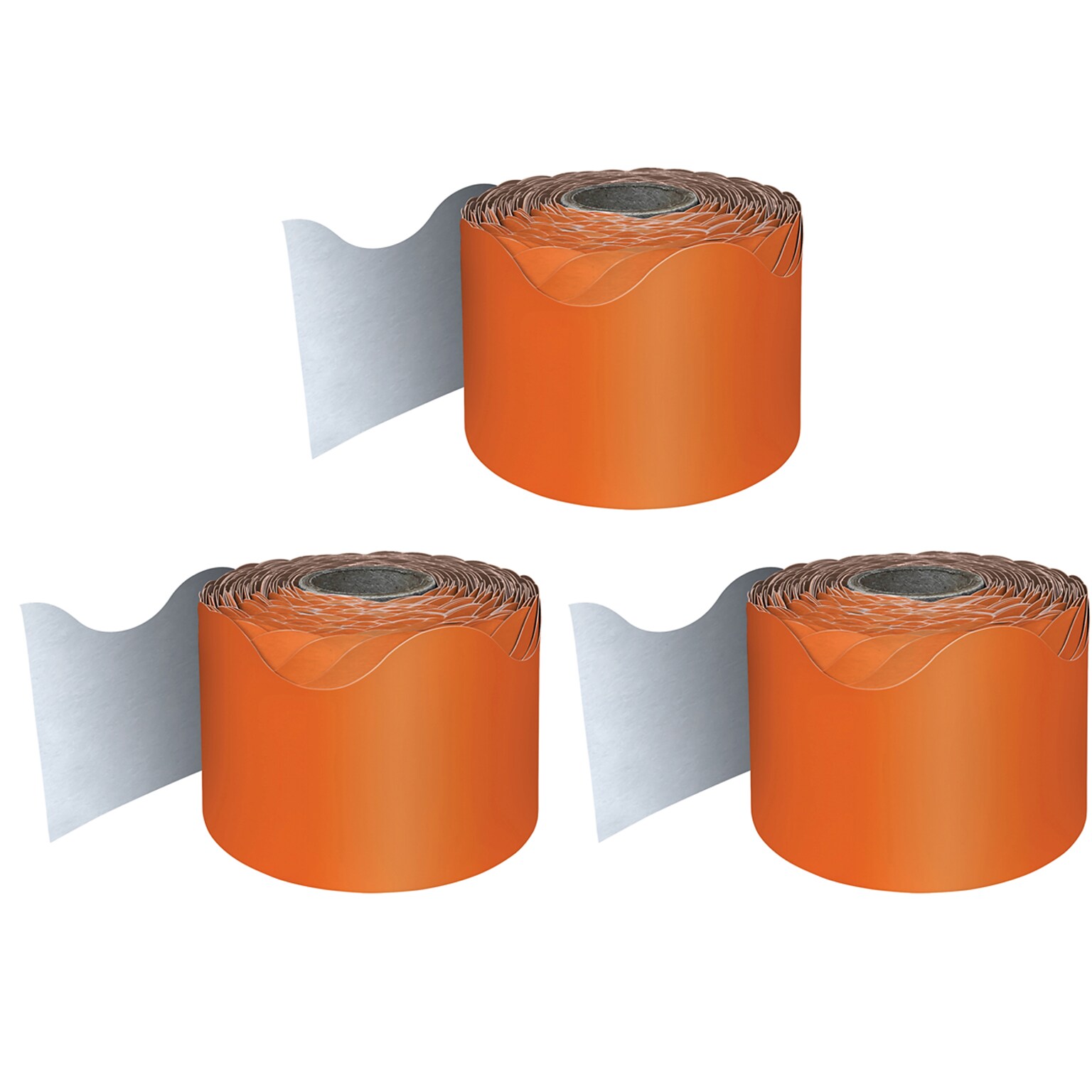 Carson Dellosa Education Rolled Scalloped Border, 2-1/4 x 65, Orange, 3/Bundle (CD-108466-3)