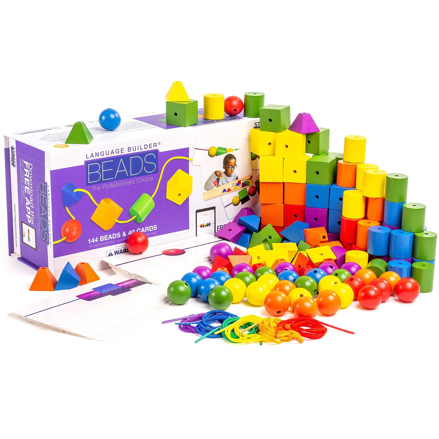 Stages Learning Materials Language Builder® Stringing Beads, Home Set of 144