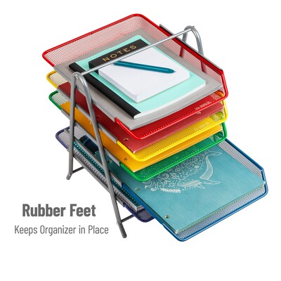 Mind Reader 5-Compartment Metal Desk Tray, Multicolor (5TPAPER-ASST)