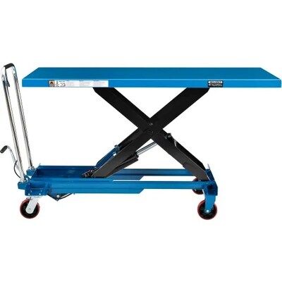 Global Industrial Long Deck Mobile Scissor Lift, Oversized 63" x 32" Platform, 1100 Lb Capacity (988932)