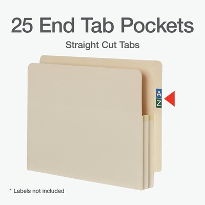 Pendaflex File Pocket, 1 3/4 Expansion, Letter Size, Manila, 25/Box (PFX12811)