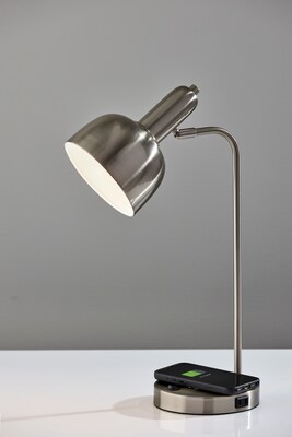 Adesso Rico Supercharger Incandescent Desk Lamp, 19H, Brushed Steel (2609-22)