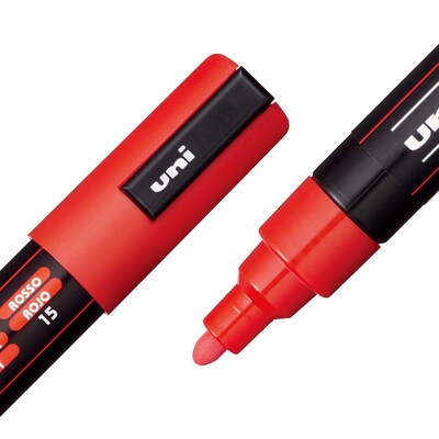 POSCA PC-5M Water Based Paint Marker, Medium Bullet Tip, Red, 3/Pack (UBCPC5MRED-3)