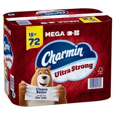 Charmin Ultra Strong Mega Toilet Paper, 2-ply, White, 242 Sheets/Roll, 18 Rolls/Pack (01560/52084)