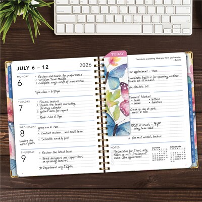 2026-2027 Excello Brands 8.5 x 11 Academic Weekly & Monthly Planner, Paperboard Cover, Watercolor Butterflies(NAY27-8511LP-33)