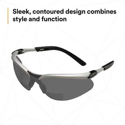 3M BX Anti-Fog +2.50 Safety Glasses, Over the Glasses, Gray Lens, 20/Carton (11379-00000-20)