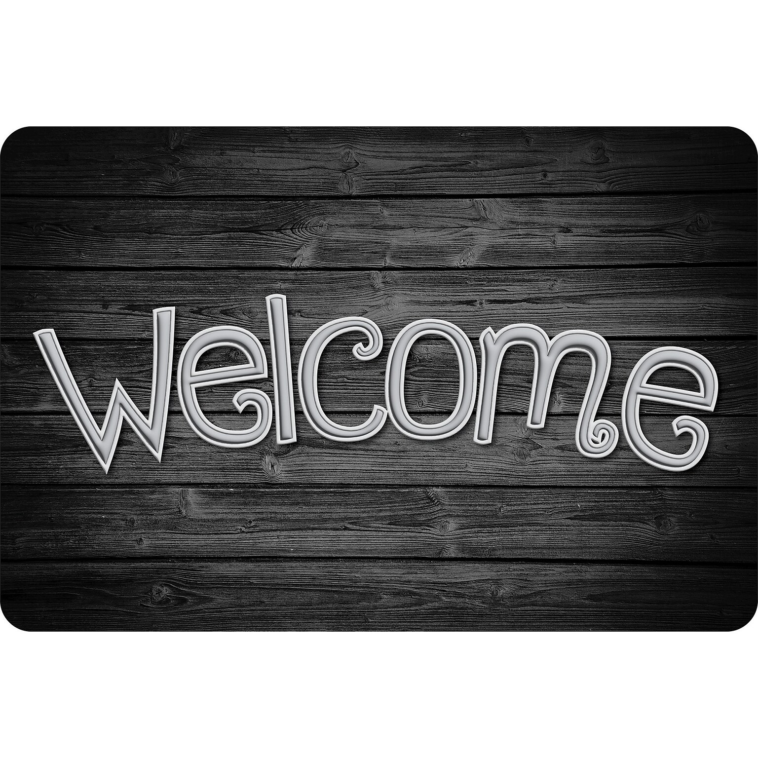 Ashley Productions The Original Fun Mat, Welcome Mat, 15.5 x 23.5, Black Wood Welcome (ASH91543)
