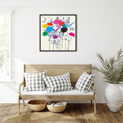 Amanti Art Multicolored Meadow Flowers by Jenny Frean Framed Canvas Wall Art Print, 30" x 30" (A42678027405)