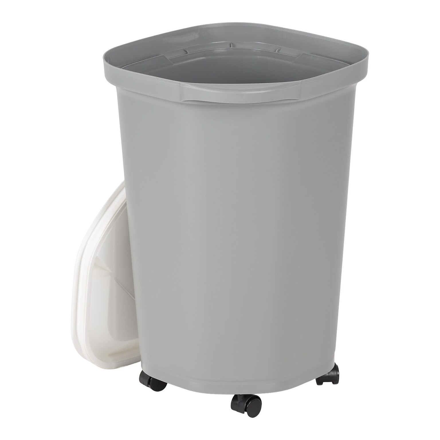 Iris 30 Quart Airtight Dog & Cat Food Container with Lid, Plastic, Elephant Gray (500313)
