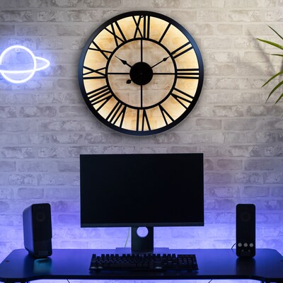 La Crosse Clock 19.7" Edison Analog Quartz Lighted Wall Clock (404-3450B)