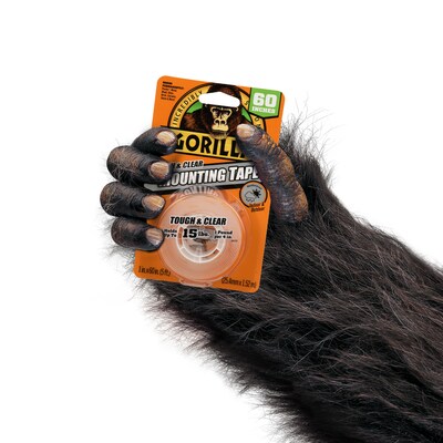 Gorilla Tough & Clear Double-Sided Mounting Tape, 1" x 60", Clear (6065003)