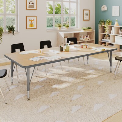 Flash Furniture Wren Rectangular Activity Table, 72 x 30, Height Adjustable, Light Natural Top/Silver Frame (XUA3072RECLNTP)