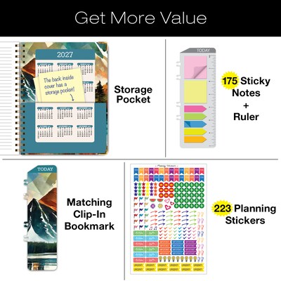 2026 Global Printed Products 8.5 x 11 Weekly & Monthly Planner, Paperboard Cover, Lake View (FSHN-CY26-8511-82)