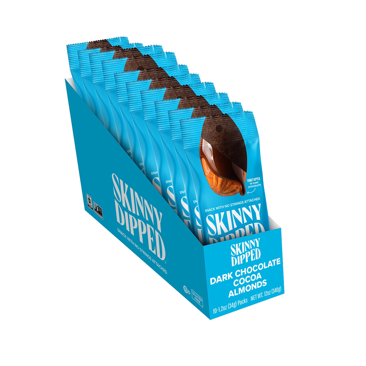 SKINNY DIPPED ALMONDS Dark Chocolate Covered Almonds, 1.2 oz., 10/Box  (EDT00837/WWT07 )
