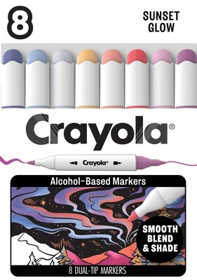 Crayola Sunset Glow Alcohol-Based Marker, Twin Tip, Assorted Colors, 8/Pack (586806)