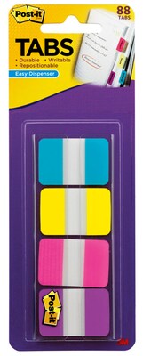 Post-it Tabs, 1" Wide, Solid, Assorted Colors, 88 Tabs/Pack (686-AYPV1IN)