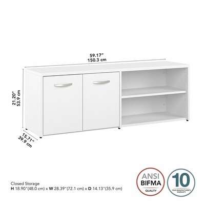 Bush Business Furniture Studio A 21" Low Storage Cabinet with 4 Shelves and Doors, White (SDS160WH-Z)