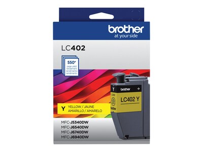 Brother LC402 Yellow Standard Yield Ink Cartridge, Prints Up to 550 Pages (LC402YS)