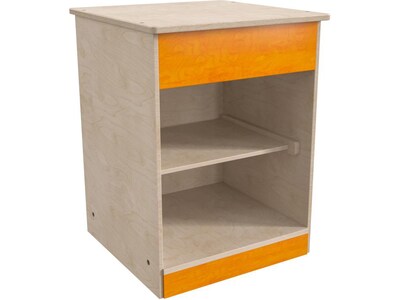 Flash Furniture Bright Beginnings Kids 2-Shelf Kitchen Cabinet, Brown/Orange (MK-ME03539-GG)