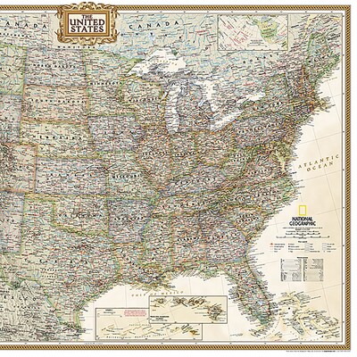 National Geographic United States Executive Map, Poster Size and Laminated, 36" x 24" (NGMRE01020388)