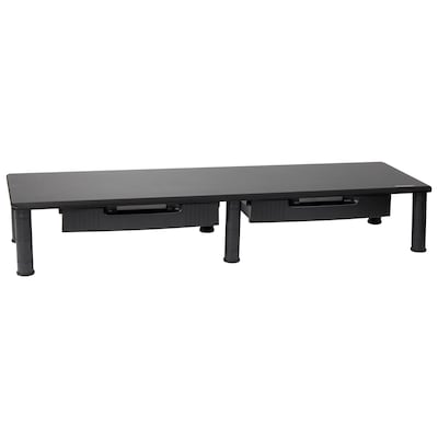 Mind Reader Adjustable Dual Monitor Stand with Drawers, Black (DUBMODR-BLK)