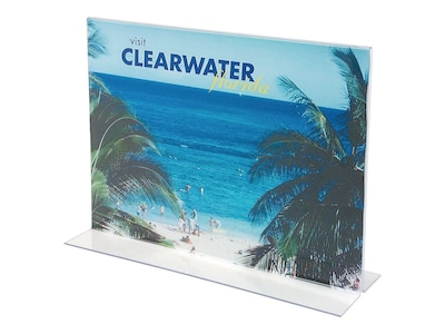Staples Sign Holder, 8.5 x 11, Clear Plastic – Freestanding Display for Retail Signs, Menus & Notices