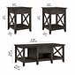 Bush Furniture Key West Coffee Table with 2 End Tables, Dark Gray Hickory (KWS023GH)