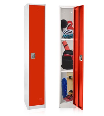 AdirOffice 72 1-Compartment Tier Red Storage Locker, 4/Pack (629-201-RED-4PK)