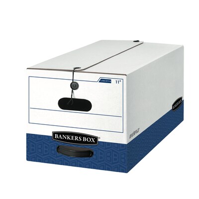 Bankers Box Liberty Heavy-Duty Corrugated File Storage Boxes, Letter Size, White/Blue, 4/Carton (0001103)