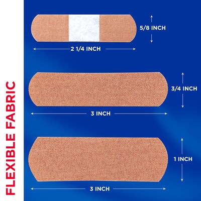 Band-Aid Bandages Flexible Fabric Assorted Sizes 50 Count