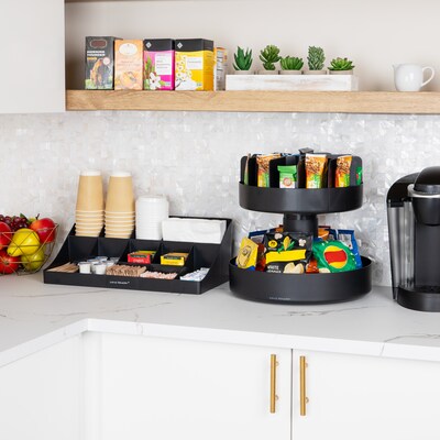 Mind Reader 11-Compartment 2-Tier Cup and Condiment Organizer and 2-Tier Lazy Susan, Black (SNACOMOR