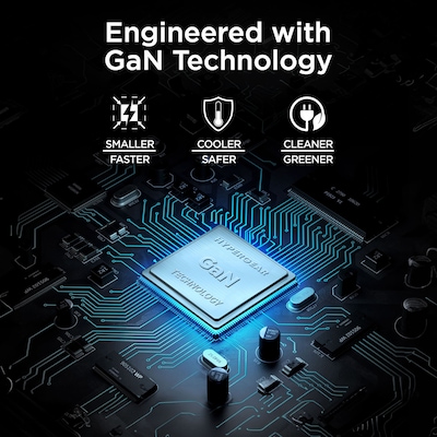 HyperGear SpeedBoost 65W Dual-USB-C Slim GaN Laptop Charger, White (16131)