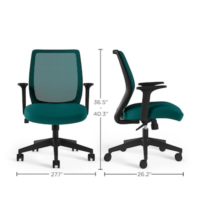 Staples® Essentials Ergonomic Fabric Swivel Task Chair, Teal (UN60410)