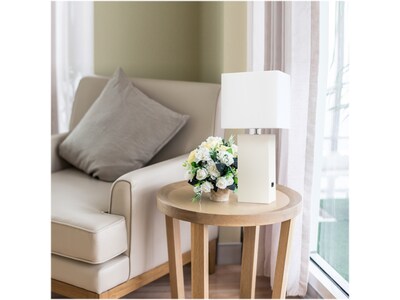 Lalia Home Lexington Table Lamp, White Faux Leather (LHT-3012-WH)
