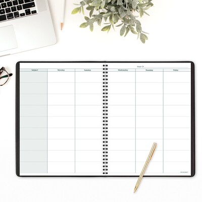 AT-A-GLANCE 8.25" x 10.88" Weekly Teacher's Planner, Faux Leather Cover, Black (80-155-05)