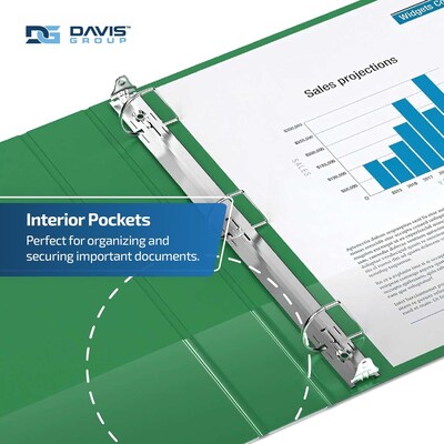 Davis Group Easyview Premium 4" Angle D Ring, Customizable, View Binder, Green, 4/Pack (8406-04)