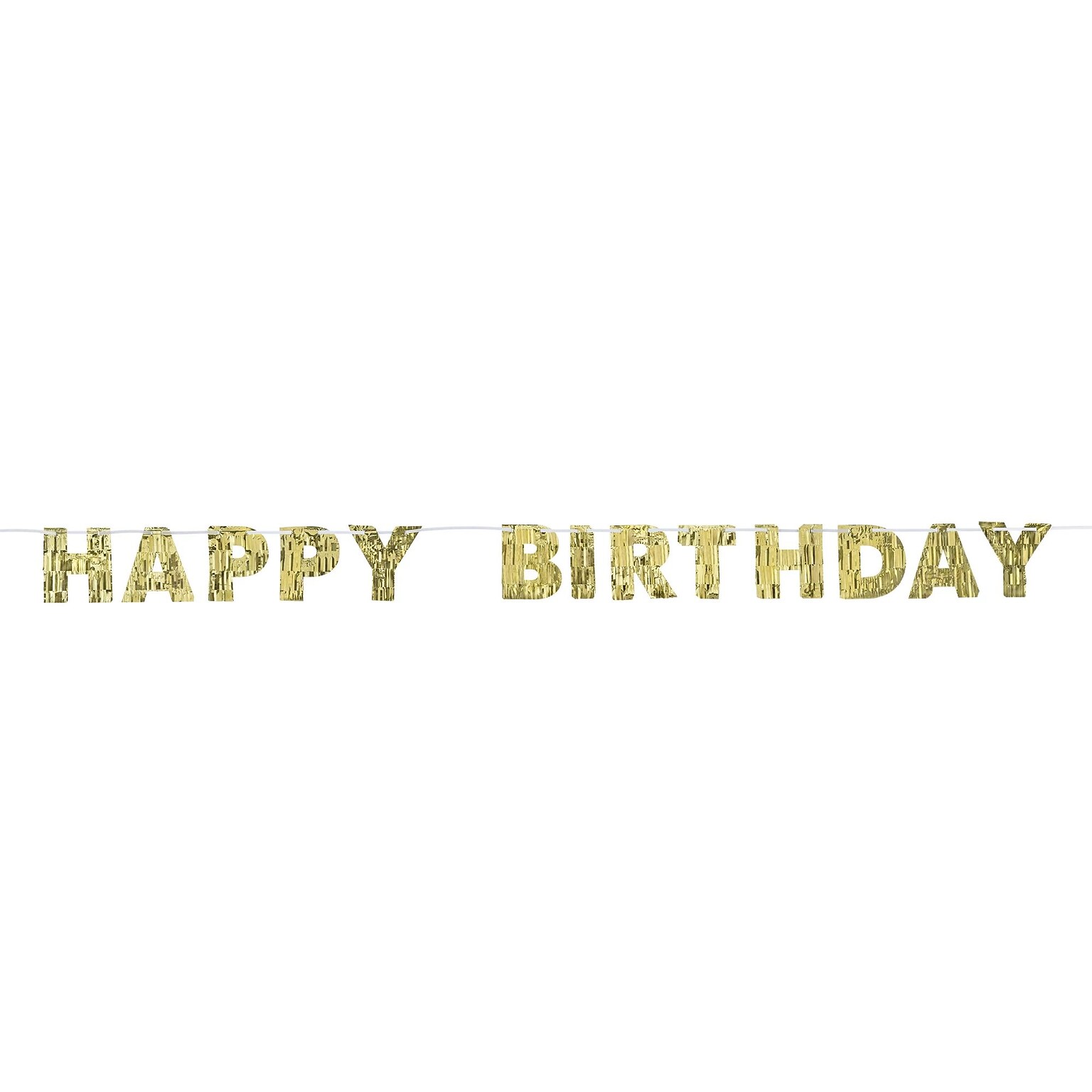 Party City Happy Birthday Fringe Letter Banner, Metallic Gold (AM122767-NS)