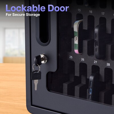 Luxor CellGuard Lockable 32-Unit Cell Phone Cabinet with Wall Mounting Kit, Black Powder Coated Steel (CHZZ002)