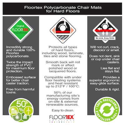 Floortex Ultimat Cleartex Hard Floor Chair Mat, 35" x 47", Clear Polycarbonate (128919ER)