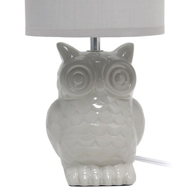 Simple Designs 12.8" Tall Contemporary Ceramic Owl Bedside Table Desk Lamp, Gray (LT1136-GRY)