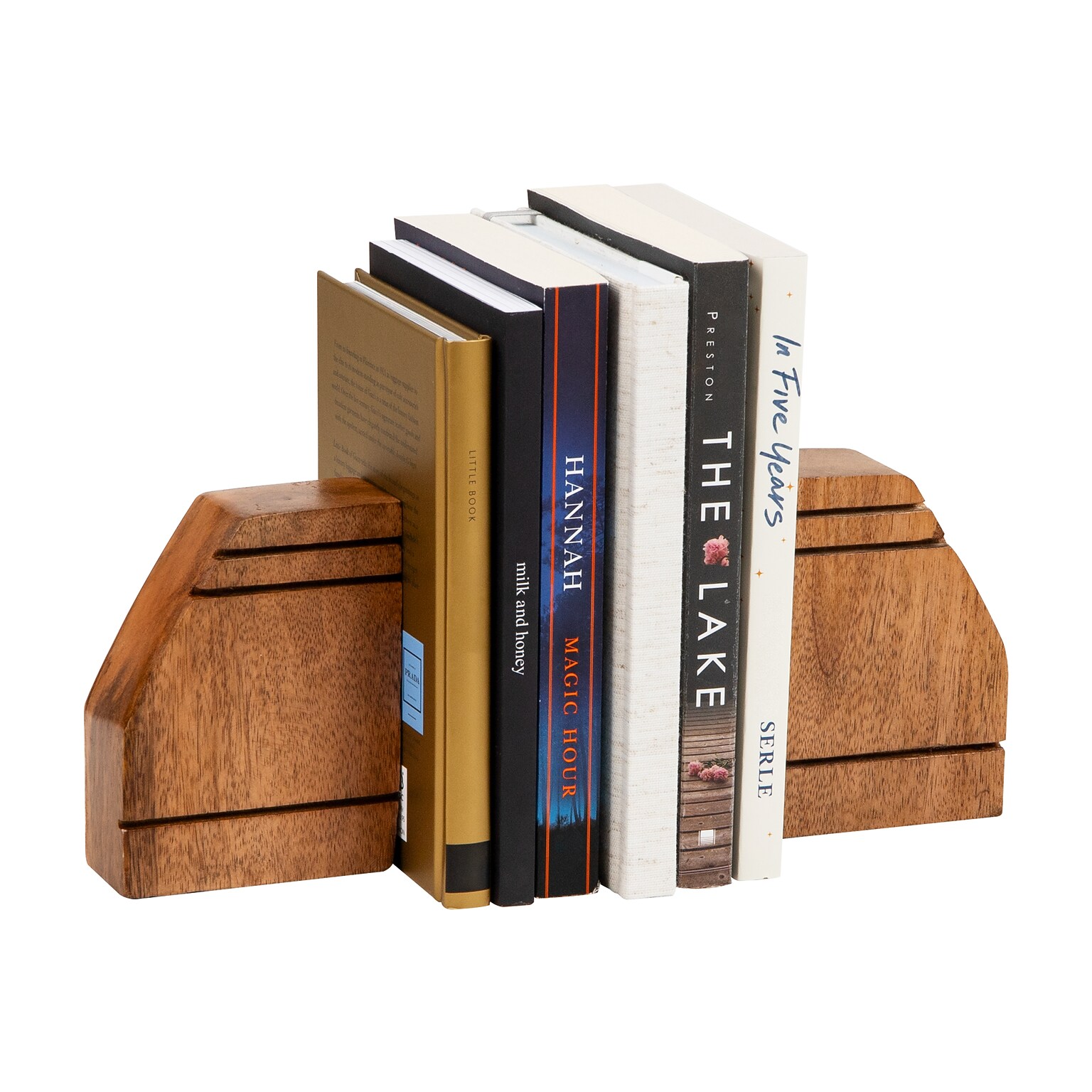 Mind Reader Wood Rustic Book Ends, 4.75, Brown (WOODEND2-BRN)